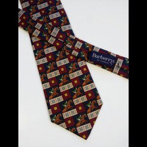 Vintage Burberry Burberrys of London Tie Horses & Jockeys Nova Check Necktie